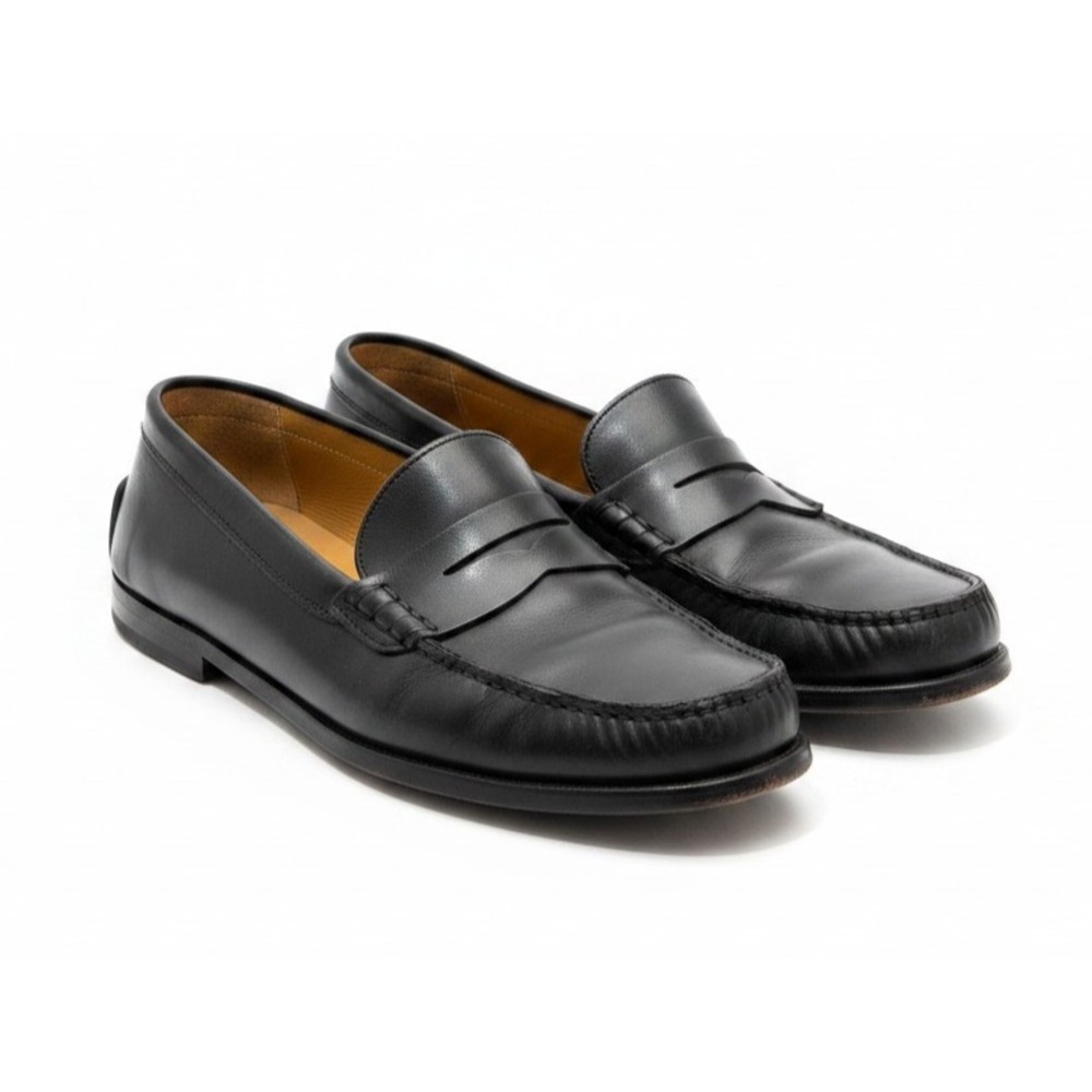 Tod's Driving Loafer Shoes Mens 6 Black Leather Moc-Toe Slip On Low Top Classic